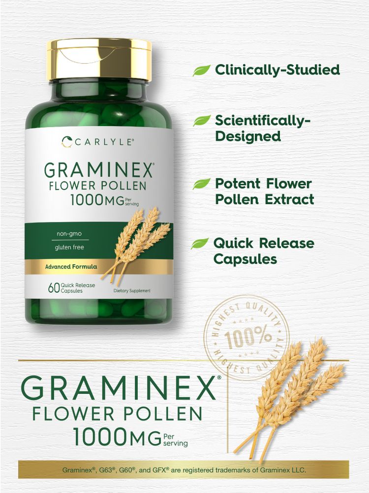 Extrait de Pollen de Fleurs Graminex 1000 mg par portion | 60 Capsules