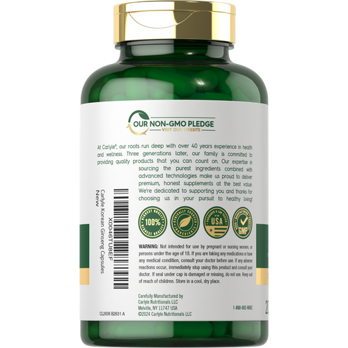 View 3 Extracto de Ginseng Coreano 2000 mg por porción | 200 Cápsulas