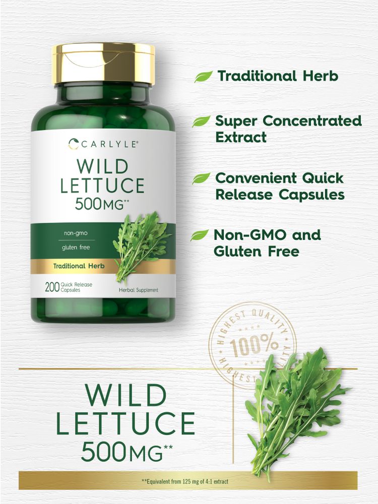 Wild Lettuce Extract 500mg | 200 Capsules