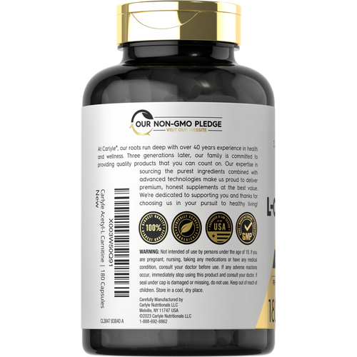 Acetyl L-Carnitine HCL 500mg per serving | 180 Capsules Acetyl L-Carnitine HCL 500mg per serving | 180 Capsules