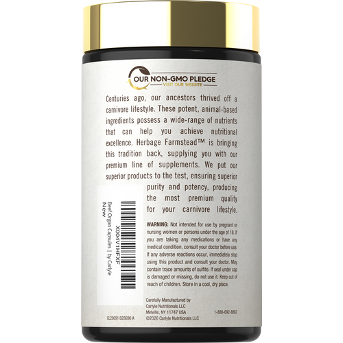 View 3 Grassfed Beef Organ Supplement for Women | 180 Capsules