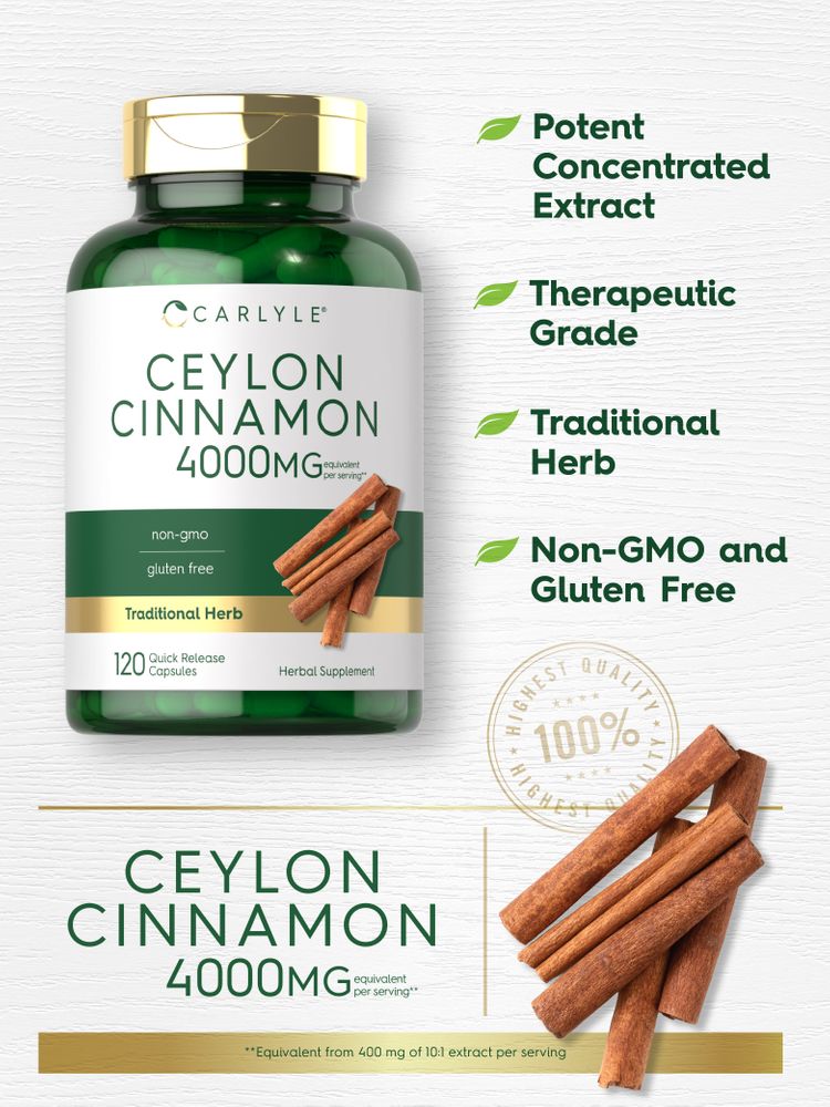 Ceylon Cinnamon 4000mg per serving | 120 Capsules