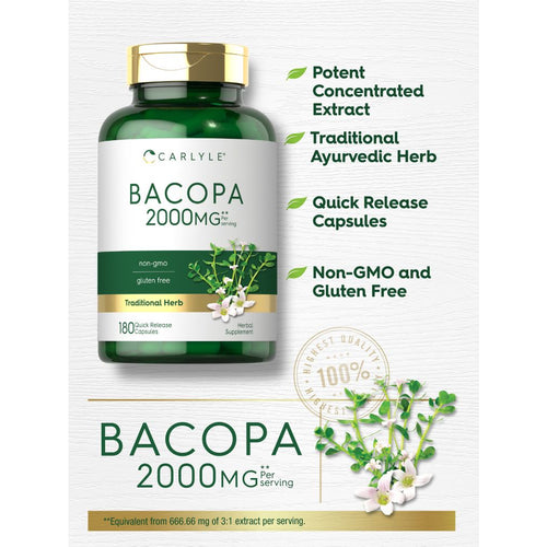 View 3 Bacopa Monnieri 2000mg por porção | 180 Cápsulas