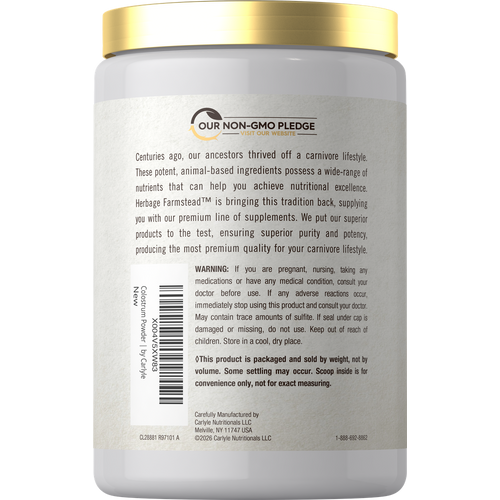 View 3 CL Colostrum & Collagen Powder in a 300g white jar with a gold lid.