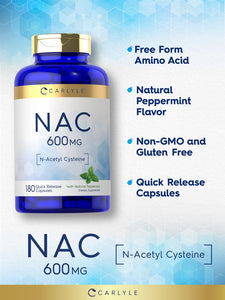 NAC N-Acetyl Cysteine 600mg | 180 Capsules