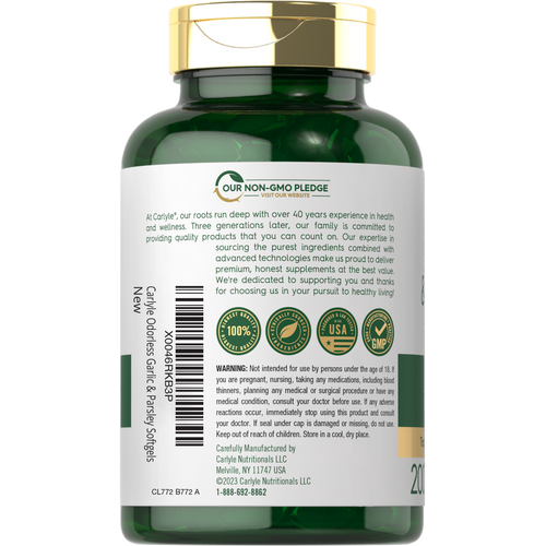 View 3 Odorless Garlic & Parsley | 200 Softgels