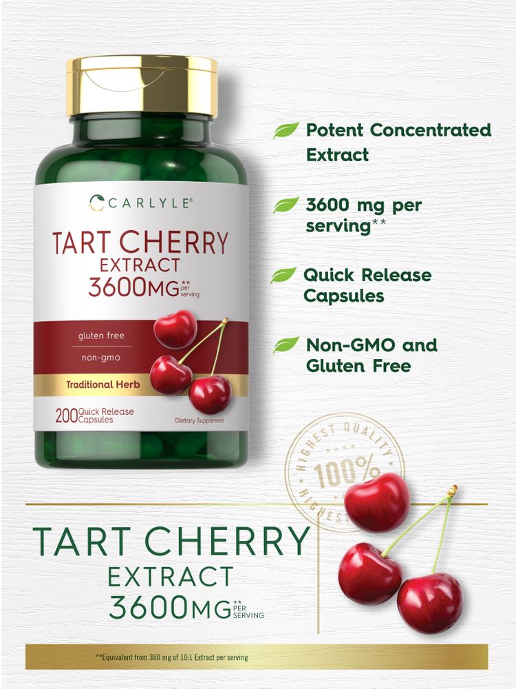 Tart Cherry Extract 3600mg per serving | 200 Capsules