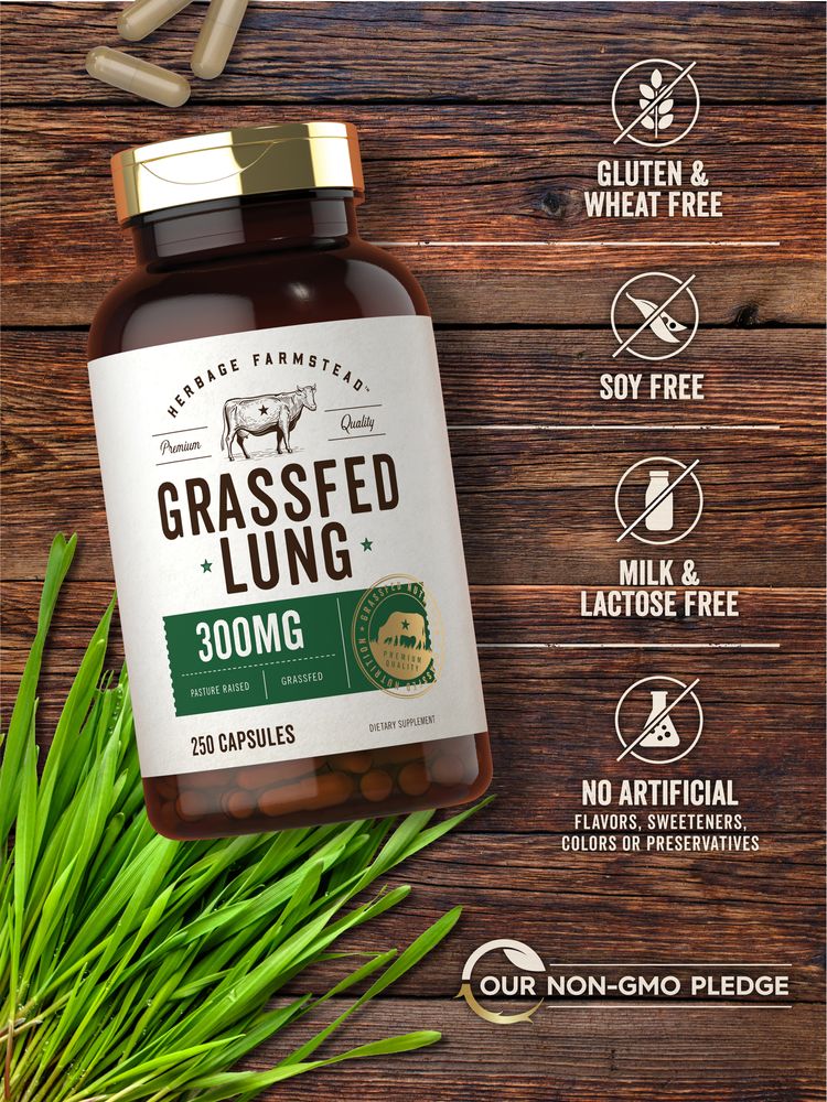 Grass Fed Lung 300mg | 250 Capsules