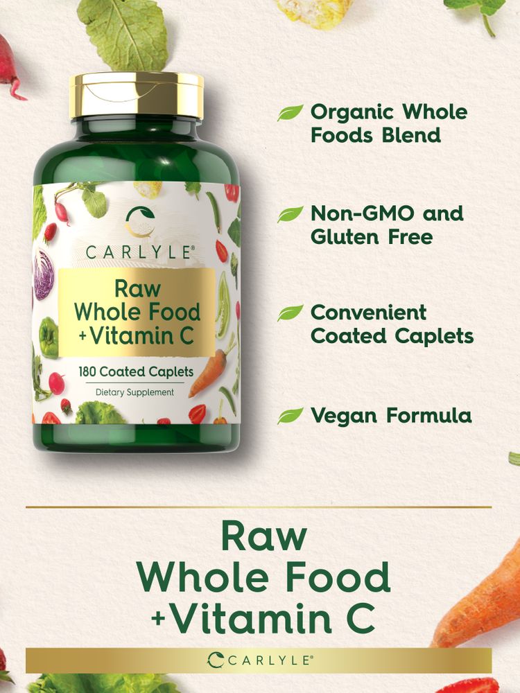 Raw Whole Foods with Vitamin C | 180 Caplets