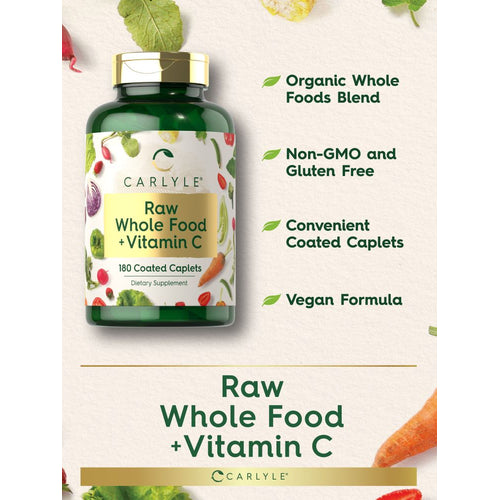 View 4 Raw Whole Foods with Vitamin C | 180 Caplets
