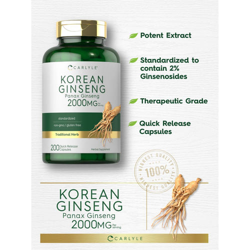 View 4 Extracto de Ginseng Coreano 2000 mg por porción | 200 Cápsulas