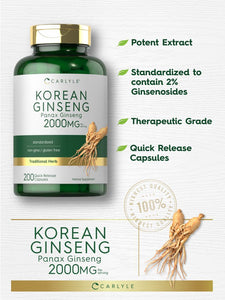 Korean Ginseng Extract 2000mg | 200 Capsules