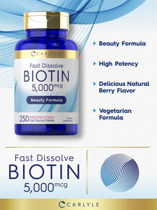 Biotin 5000mcg | 250 Fast Dissolve Tablets