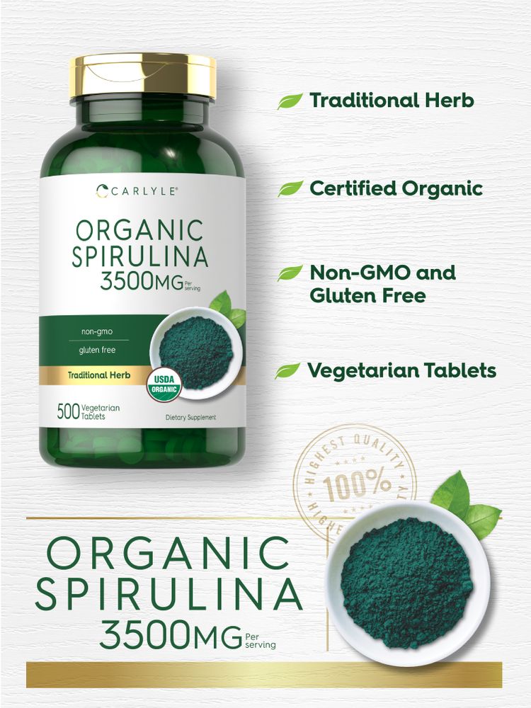 Organic Spirulina 3500mg per serving | 500 Tablets