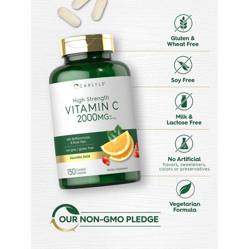 View 4 Vitamina C 2000mg per porzione con Cinorrodi & Bioflavonoidi | 150 Compresse