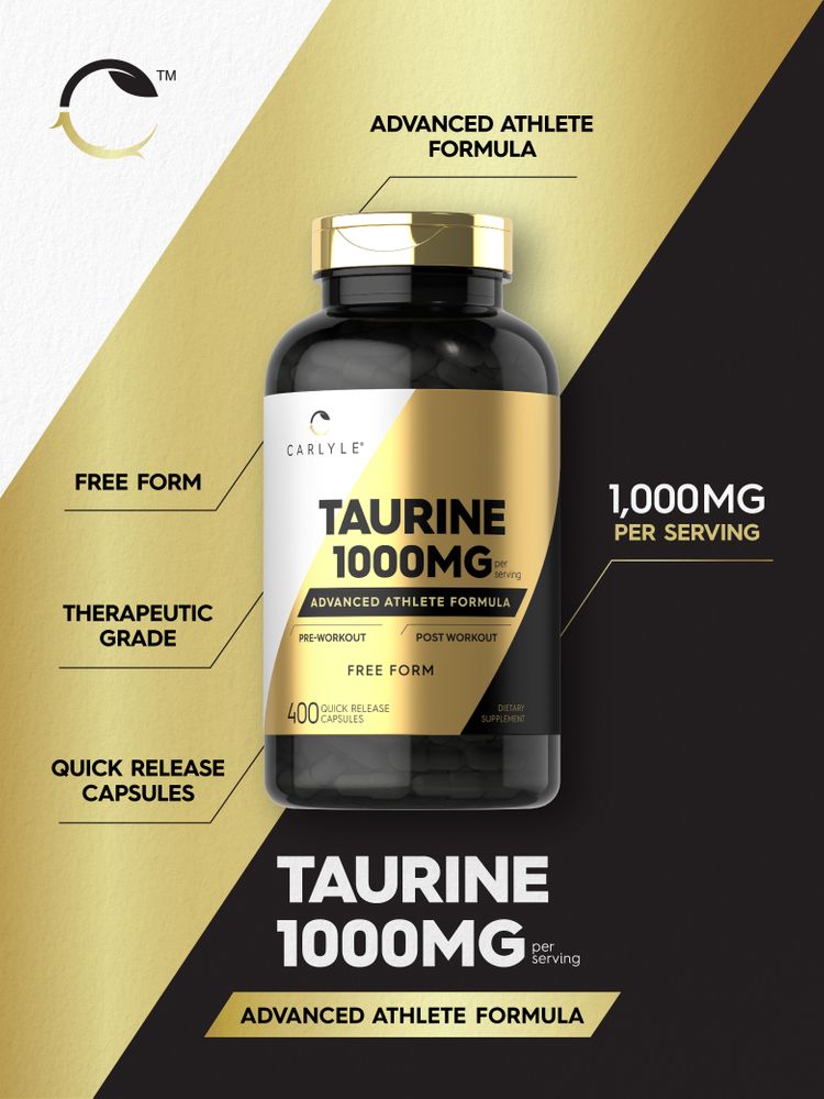 Taurina 1000mg por porción | 400 Cápsulas