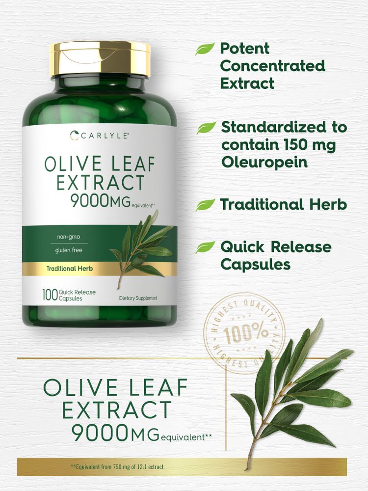 Extrait de Feuille d'Olivier 9000mg | 100 Capsules