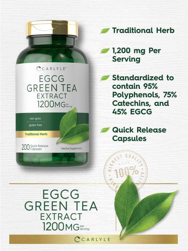 Extrait de Thé Vert EGCG 1200mg par portion | 200 Capsules