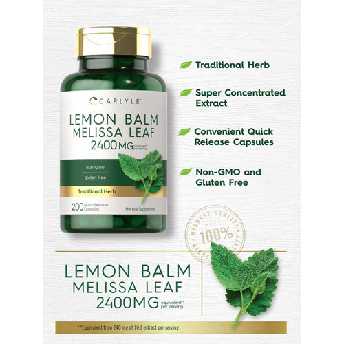 View 4 Lemon Balm Melissa Leaf 2400mg per serving | 200 Capsules