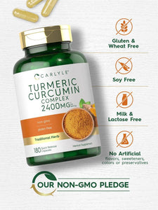 Turmeric Curcumin Supplement 2400mg | 180 Capsules