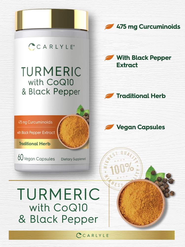 Curcuma con CoQ10 ed Estratto di Pepe Nero | 60 Capsule