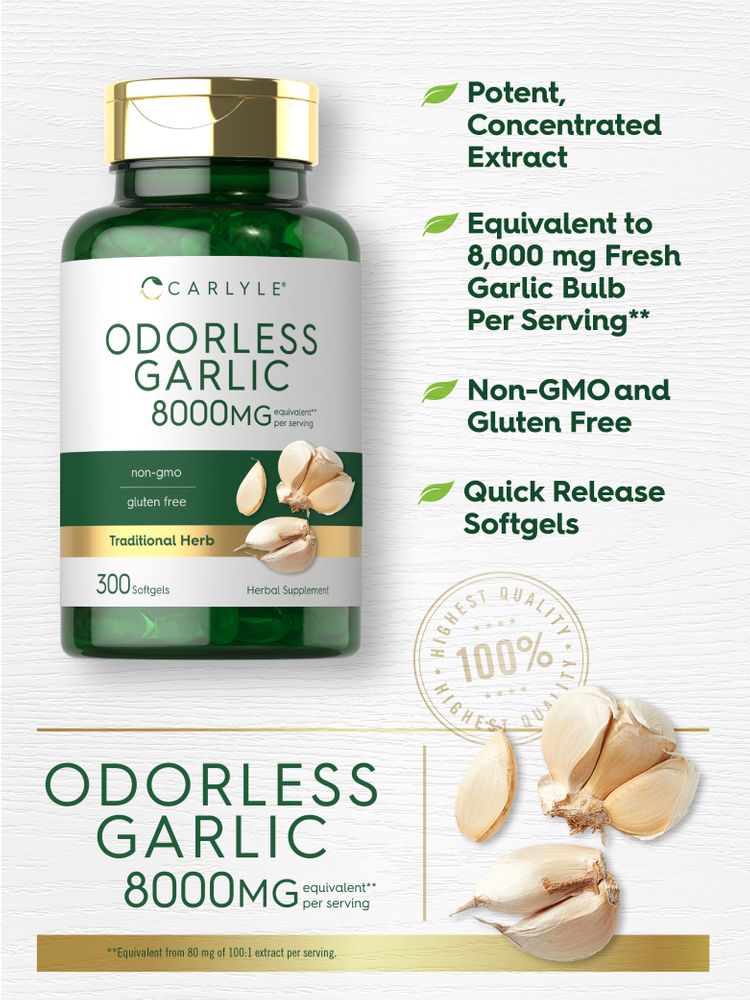 Odorless Garlic 8000mg | 300 Softgels