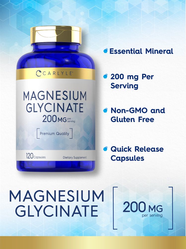 Glycinate de magnésium 200 mg par portion | 120 gélules