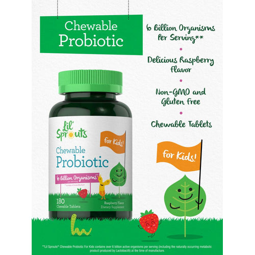 View 4 Probiotics for Kids | Raspberry Flavor | 180 Chewable Tablets