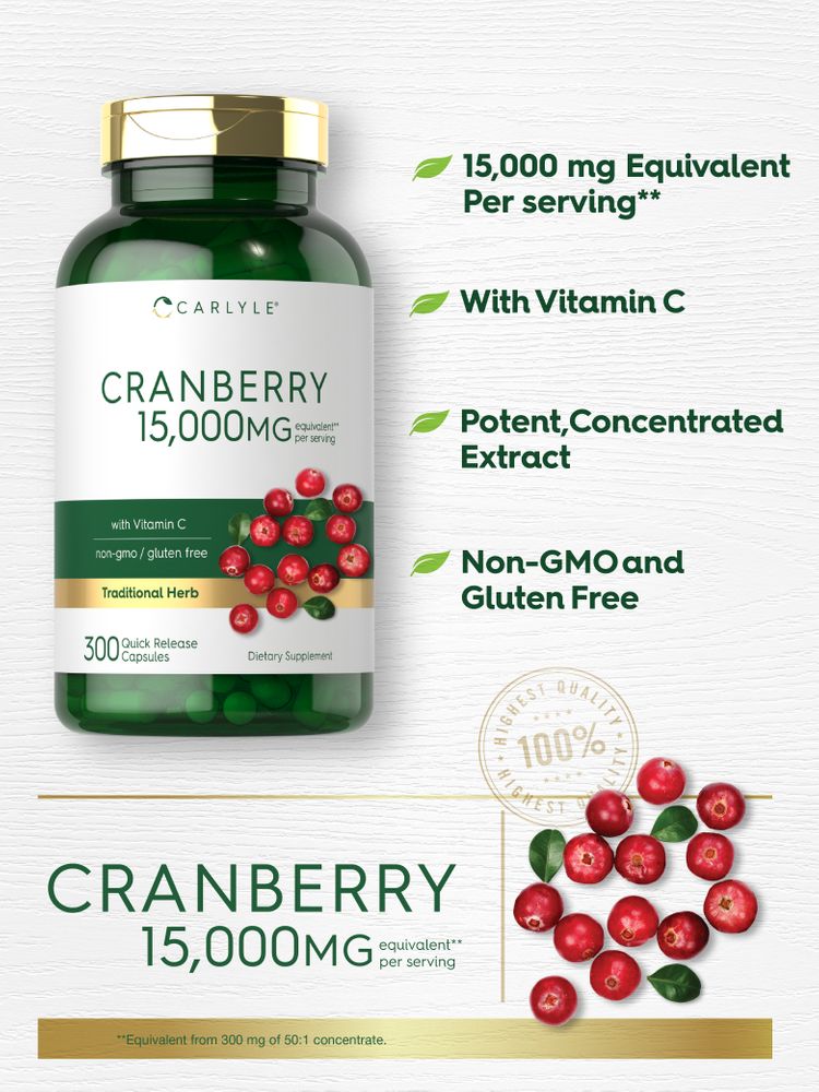 Cranberry 15000mg por porção | 300 Cápsulas