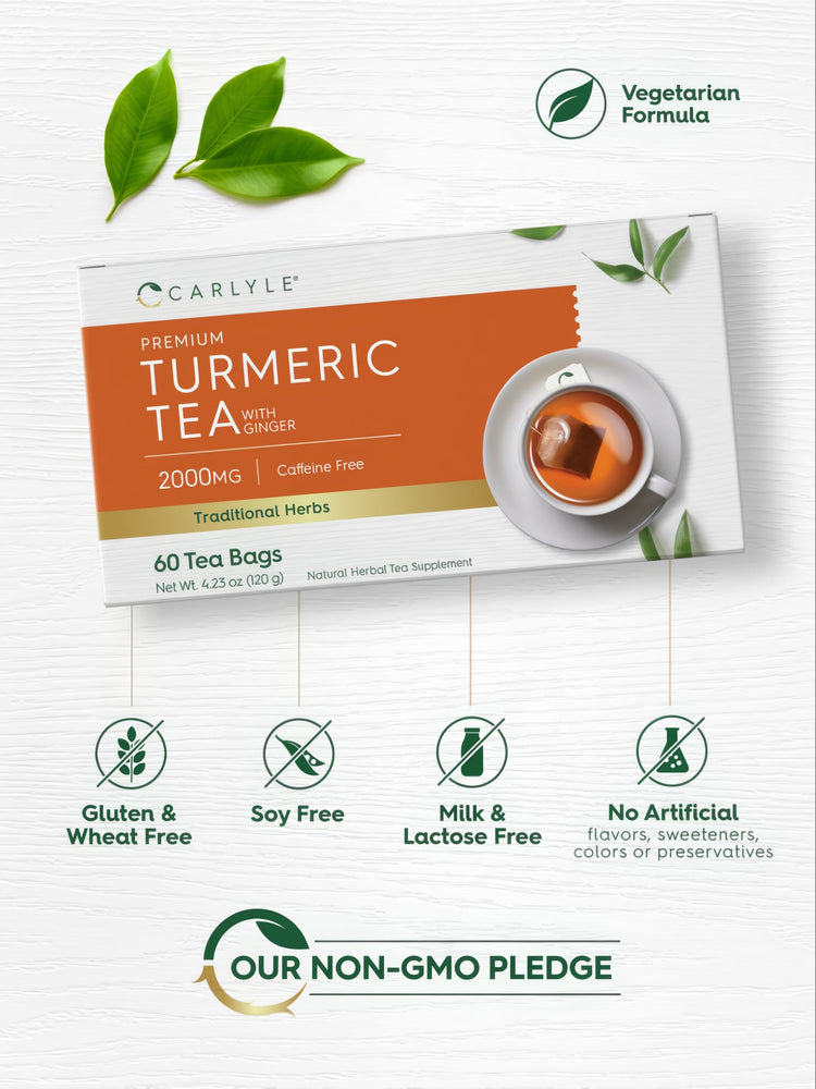 Bolsas de Té de Cúrcuma con Jengibre | 60 Bolsas de Té