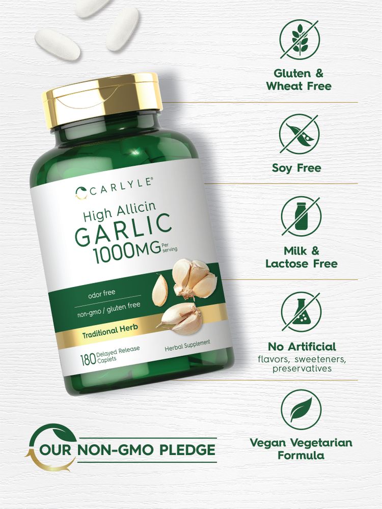 Garlic High Allicin 1000mg per serving | 180 Caplets