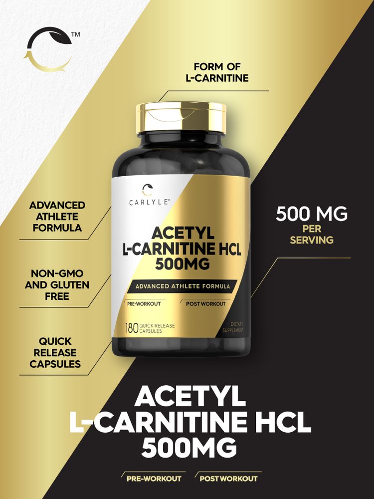 Acetil L-Carnitina HCL 500 mg per dose | 180 Capsule