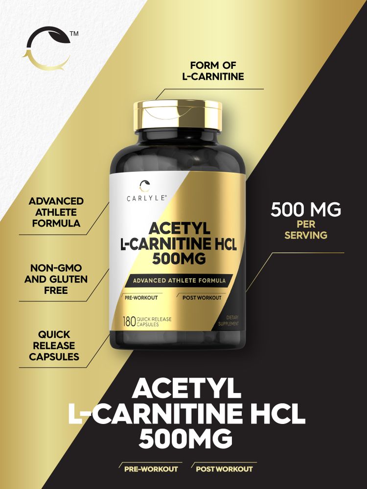 Carlyle Acetyl L-Carnitine HCL | 500mg | 180 Count | Non- GMO and Gluten Free Supplement Carlyle Acetyl L-Carnitine HCL | 500mg | 180 Count | Non- GMO and Gluten Free Supplement