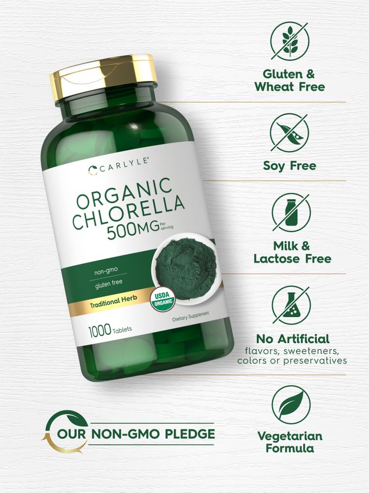 Chlorella 500mg por porción | 1000 Tabletas