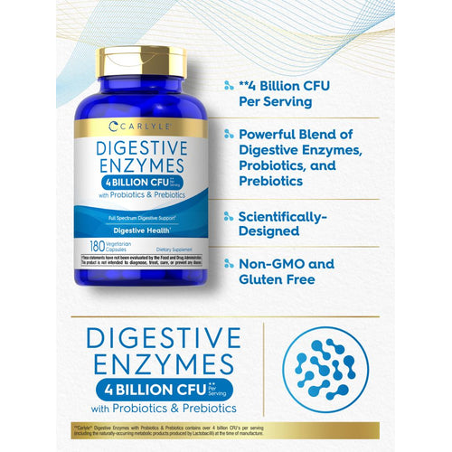 View 4 Enzimas Digestivas con Probióticos y Prebióticos | 180 Cápsulas