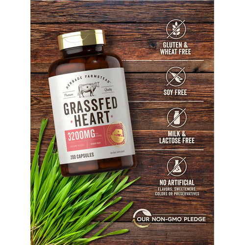 View 4 Corazón de Res Alimentado con Pasto 3200 mg por porción | 200 Cápsulas