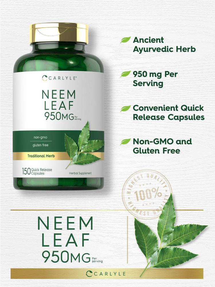 Hoja de Neem 950 mg por porción | 150 Cápsulas