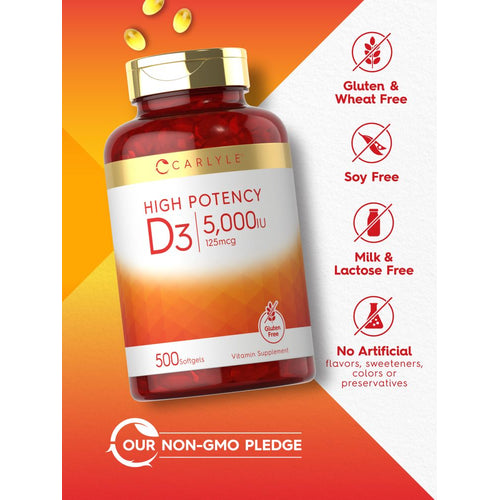 View 4 Vitamin D-3 5000IU | 500 Softgels