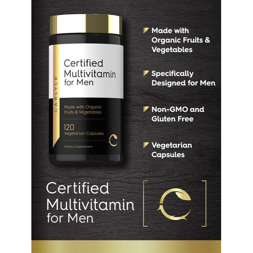 View 4 CL Men's Organic Multi, 120 Vegetarian Capsules. Made with Organic Fruits and Vegetables, Non-GMO and Gluten Free.