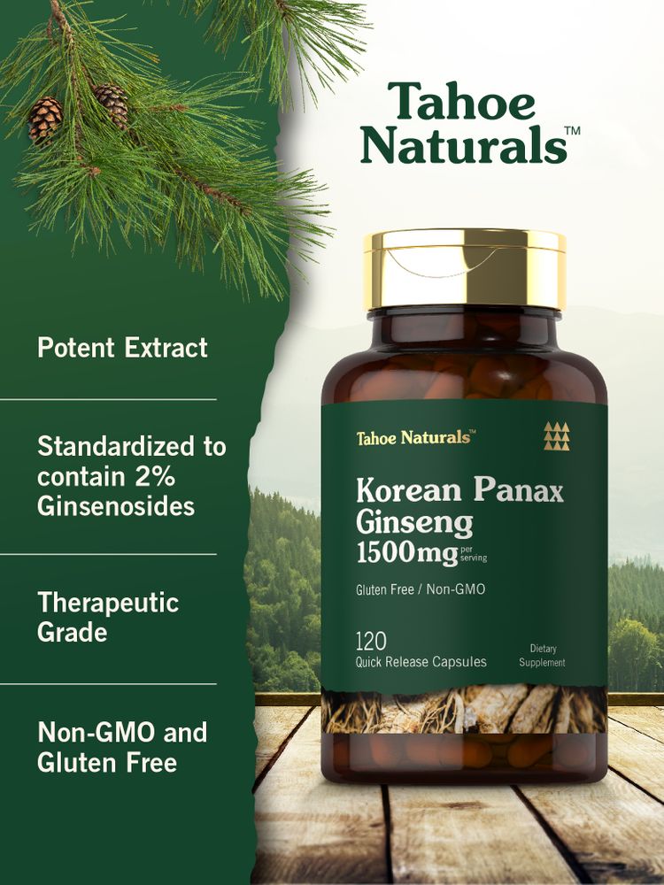 Ginseng Panax Coreano 1500 mg por porción | 120 Cápsulas