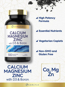 Calcium Magnesium Zinc with Vitamin D3 and Boron | 300 Caplets