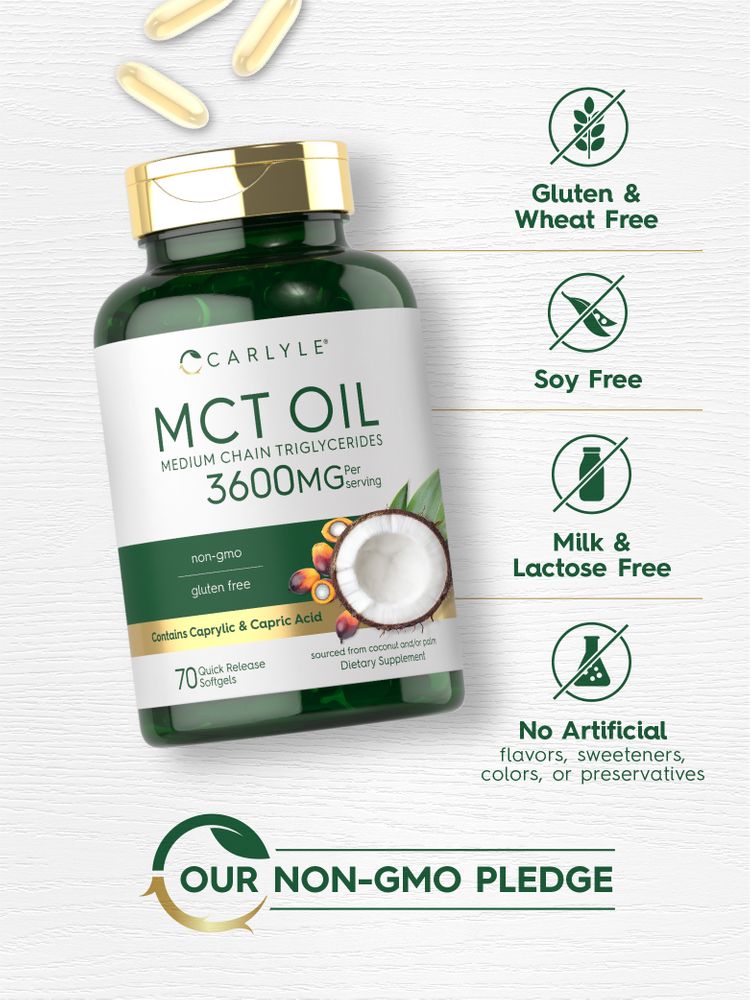 Aceite de MCT 3600mg por porción | 70 cápsulas blandas