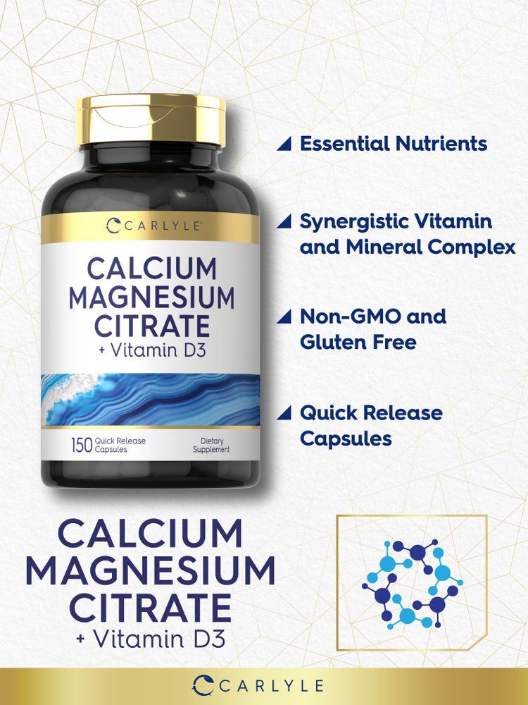 Citrate de Calcium Magnésium avec Vitamine D-3 | 150 Gélules