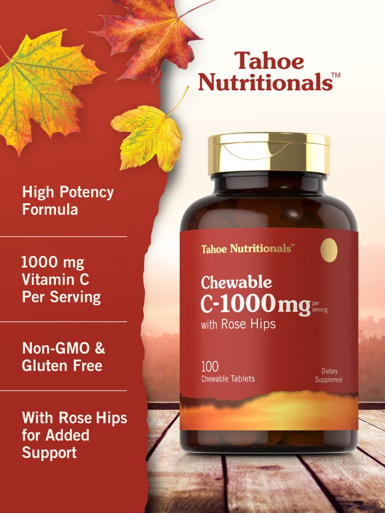 Vitamine C 1000mg par portion | 100 Comprimés à Croquer