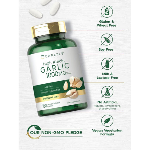 Allicin Color Garlic High Allicin 1000mg per serving | 180 Caplets