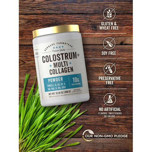 View 5 Colostrum & Collagen powder: Gluten & Wheat Free, Soy Free, Preservative Free, No Artificial Flavors/Sweeteners/Colors, Non-GMO