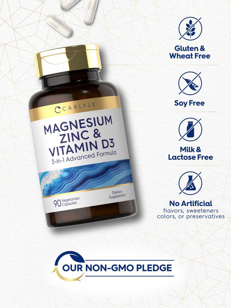 Magnesium Zinc and Vitamin D3 | 90 Capsules