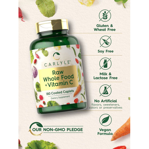 View 5 Raw Whole Foods with Vitamin C | 180 Caplets