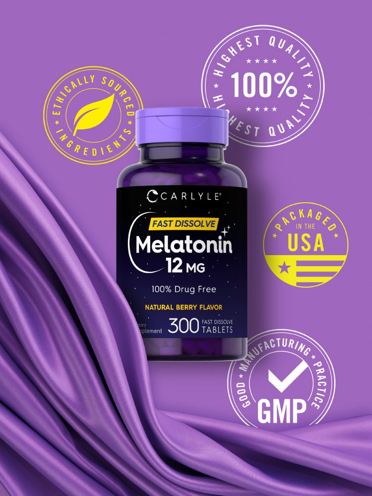 Melatonin 12mg | Natural Berry Flavor | 300  Dissolvable Tablets