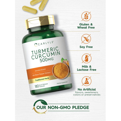 View 5 Turmeric Curcumin with Bioperine | 180 Capsules